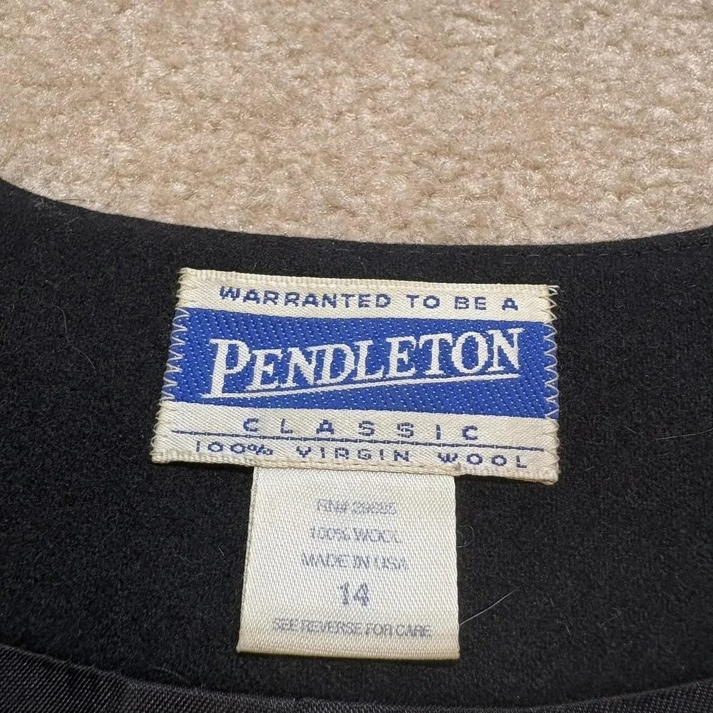 Vtg Pendleton Blazer Jacket Womens 14 Black Wool Nautical Gold Button USA 80s - Picture 2 of 9